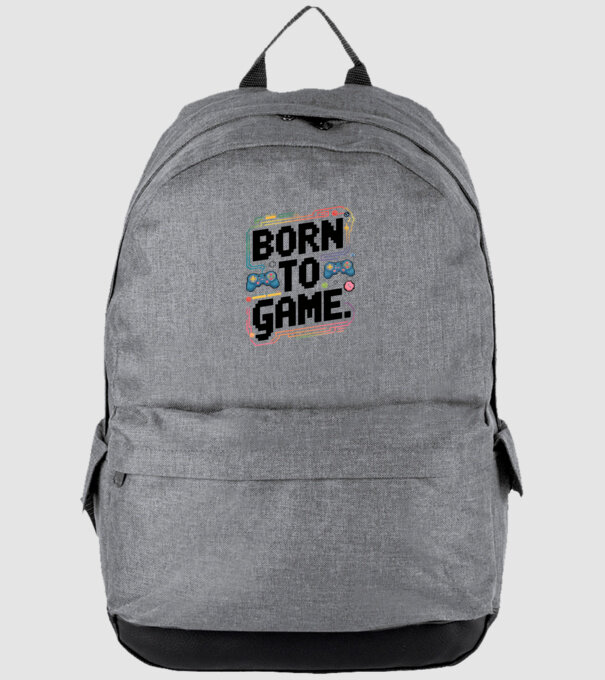 Born to Game Pixel Alb model gri pe tricou