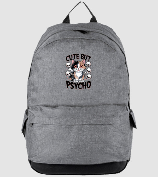 Cute, but Psycho pisică Alb model gri pe tricou
