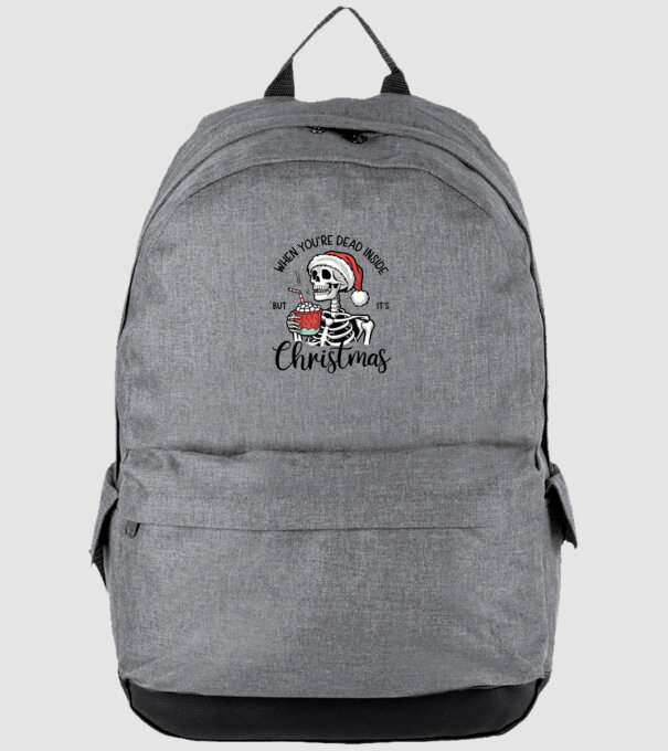 Dead inside, but it's christmas Alb model gri pe tricou