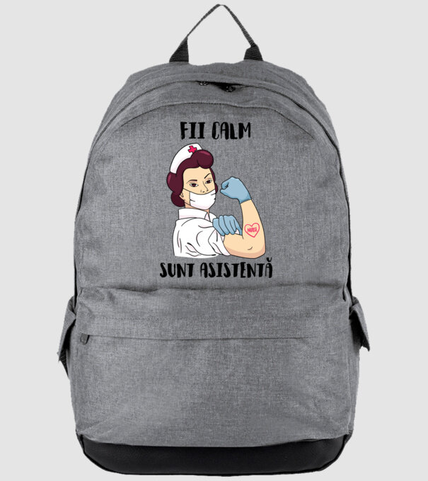 Fii calm, sunt asistentă model gri pe tricou