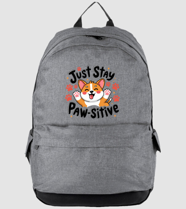Just Stay Paw-sitive Alb model gri pe tricou