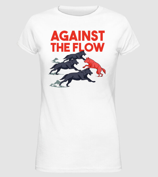 Against the flow - Împotriva curentului model alb pe tricou