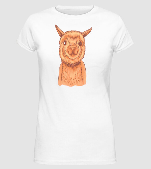 Cap de Alpaca model alb pe tricou