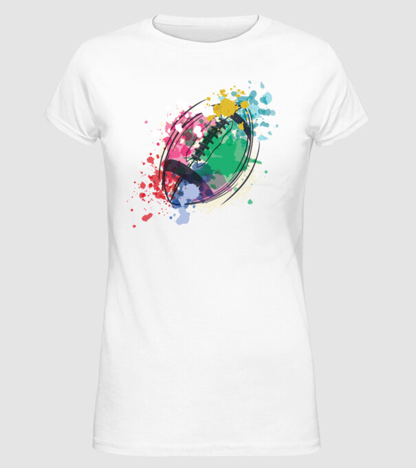 Fotbal american Acuarelă model alb pe tricou