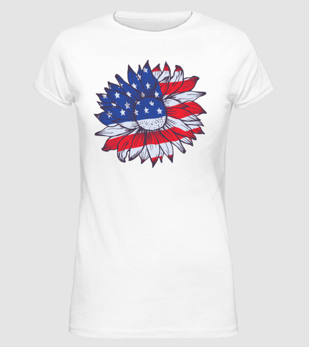 Floarea-soarelui americană Usa Sunflower model alb pe tricou