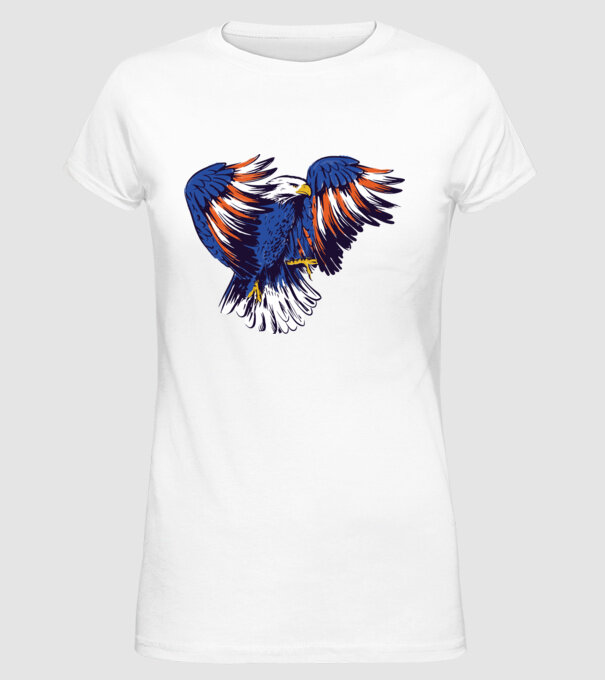 Vultur American model alb pe tricou
