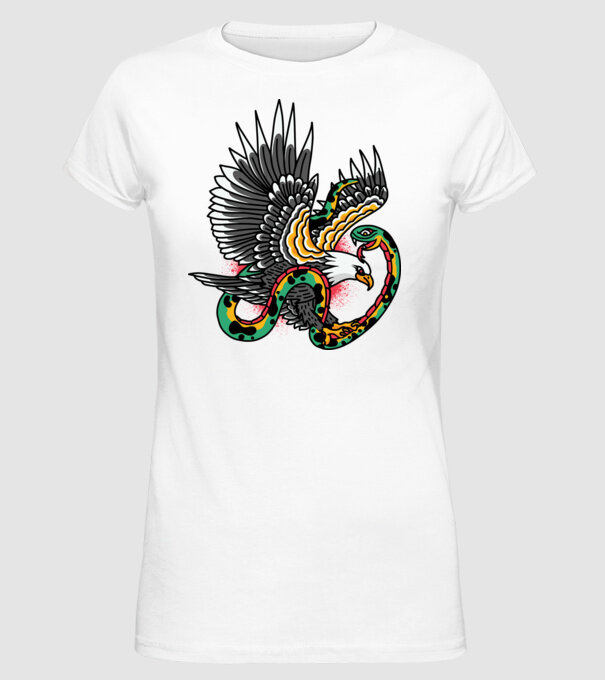 Vultur American model alb pe tricou
