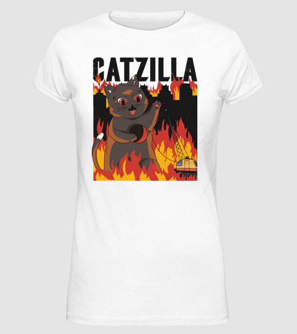 Anime Catzilla model alb pe tricou
