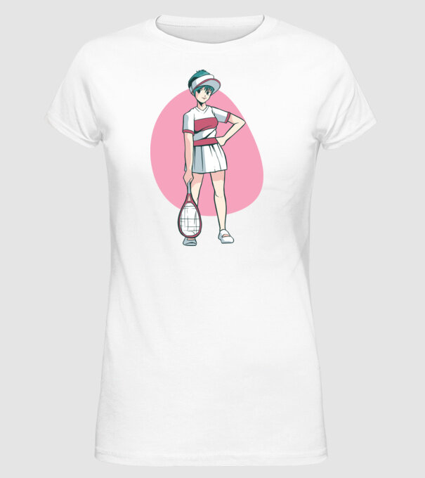 Anime Jucător de tenis fată model alb pe tricou