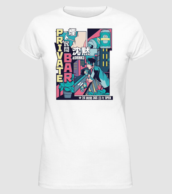 Anime Vaporwave benzi desenate model alb pe tricou