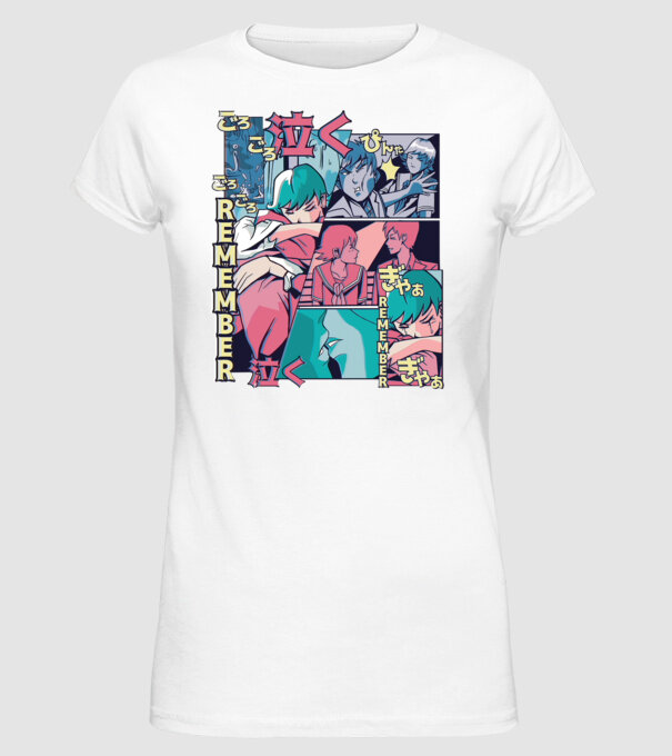 Anime Vaporwave benzi desenate model alb pe tricou