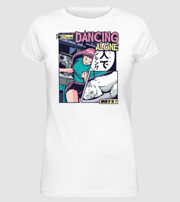 Anime Vaporwave benzi desenate model alb pe tricou