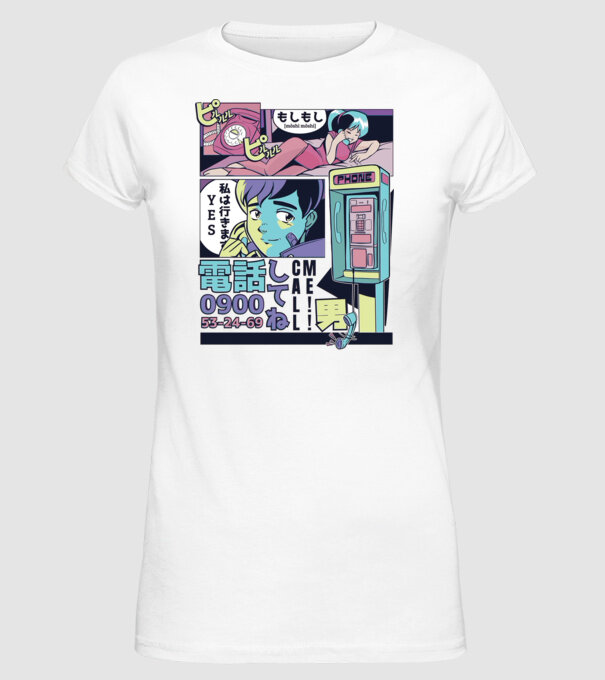 Anime Vaporwave benzi desenate model alb pe tricou