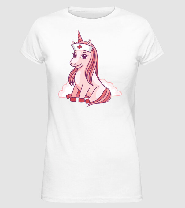 Îngrijitor unicorn model alb pe tricou