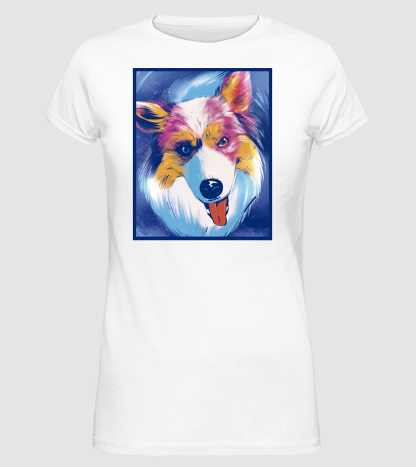 Câine ciobănesc australian model alb pe tricou