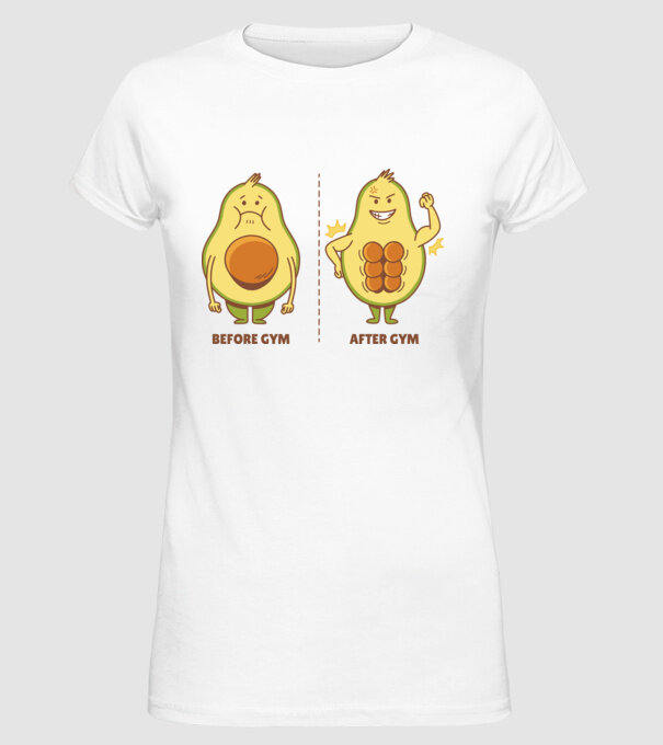 Antrenament Avocado model alb pe tricou
