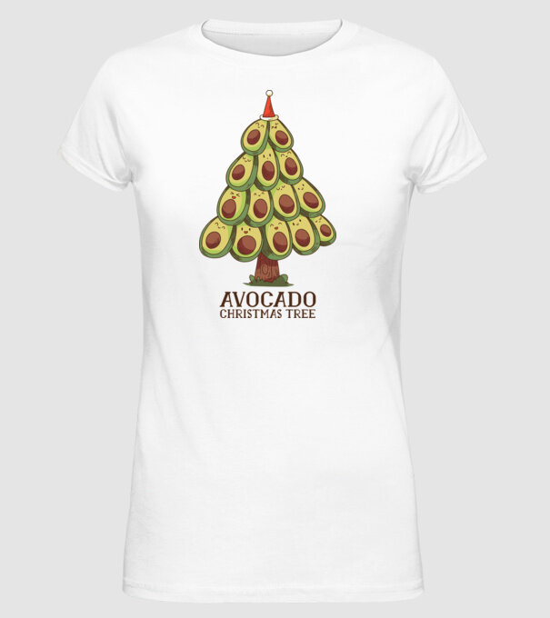 Pom de Crăciun Avocado model alb pe tricou