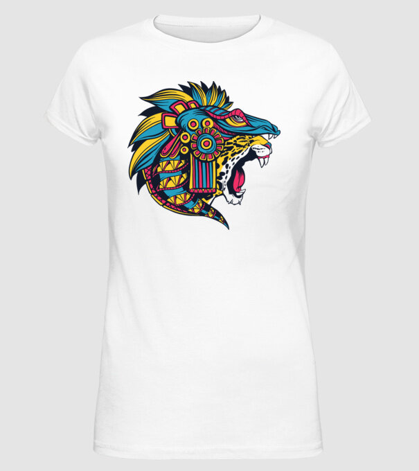 Aztec Jaguar model alb pe tricou