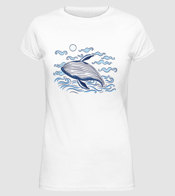 Balenă model alb pe tricou