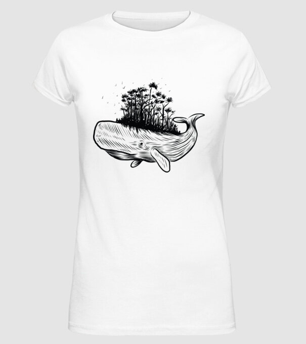 Balenă Natură model alb pe tricou