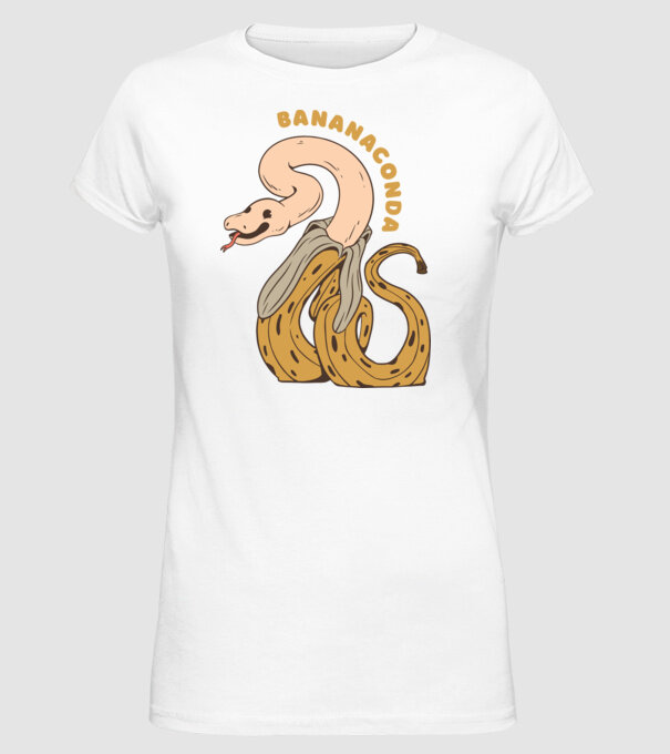 Bananaconda model alb pe tricou