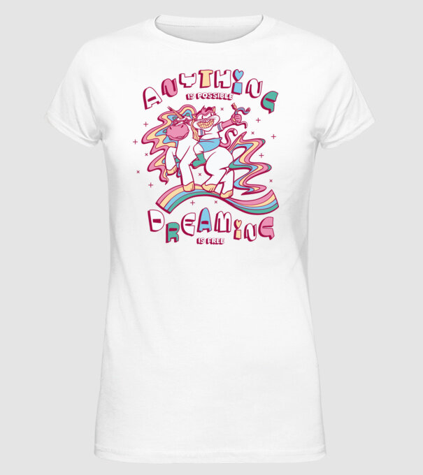 Orice este posibil Unicorn model alb pe tricou
