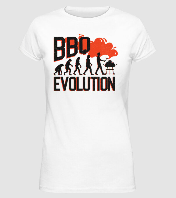 BBQ Evoluție Grătar model alb pe tricou