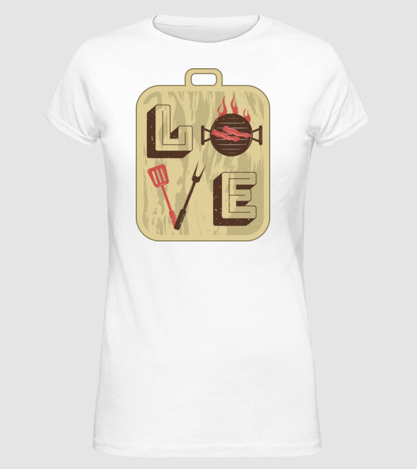 Dragoste BBQ model alb pe tricou