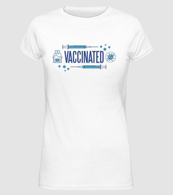Sunt vaccinat model alb pe tricou