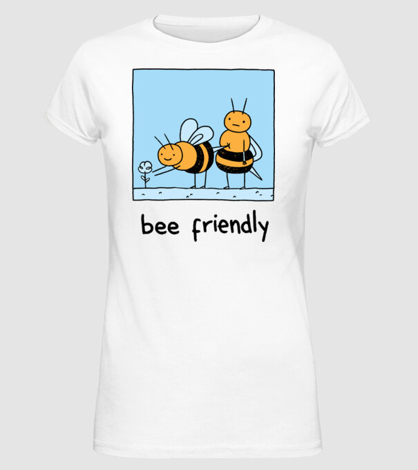 Bee friendly model alb pe tricou