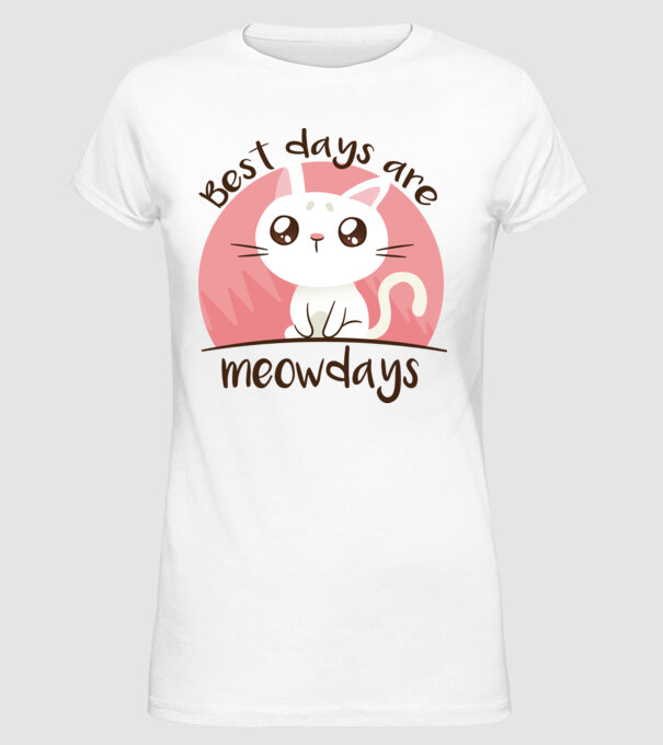 Best days are Meowdays model alb pe tricou