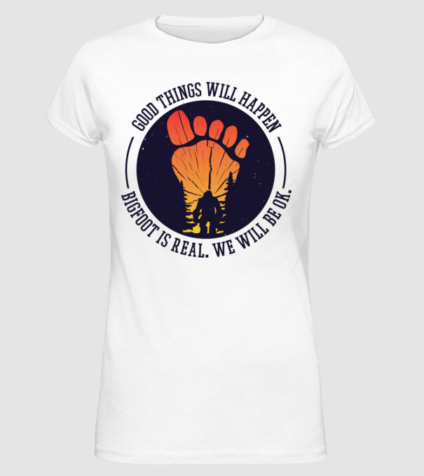 Bigfoot is real model alb pe tricou
