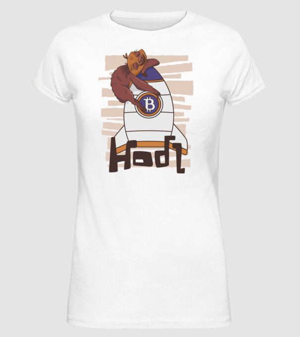 Bitcoin Hodl Leneș model alb pe tricou