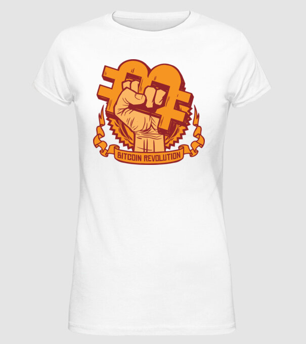 Bitcoin Revolution model alb pe tricou