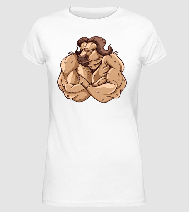 Puternic ca un bivol model alb pe tricou