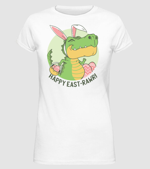 Paște Fericit tricou cu dinozaur model alb pe tricou