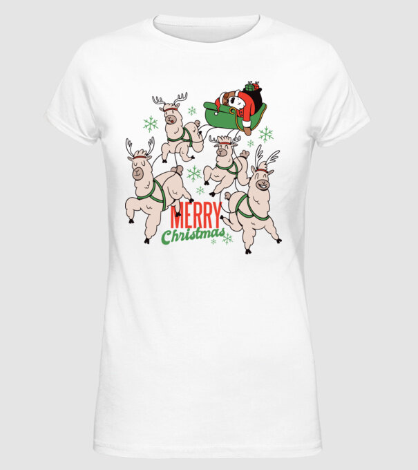 Crăciun Fericit Moș Crăciun Leneș model alb pe tricou