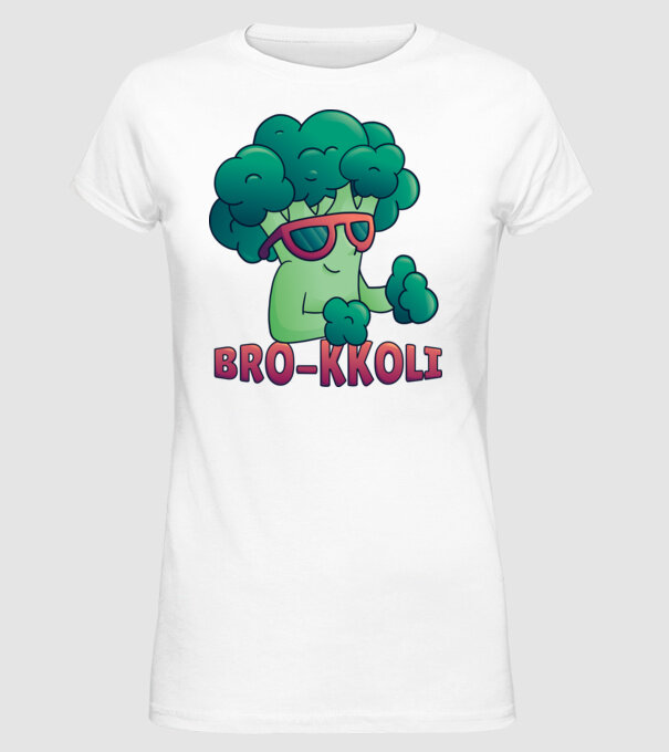 Broccoli model alb pe tricou