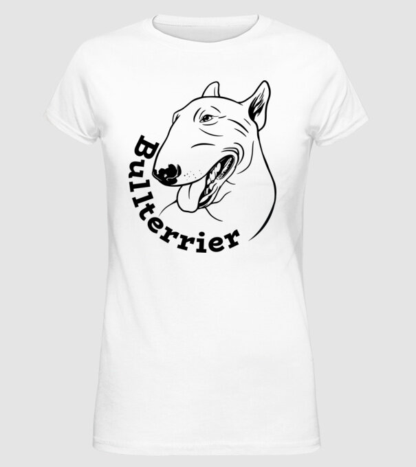 Bull Terrier model alb pe tricou