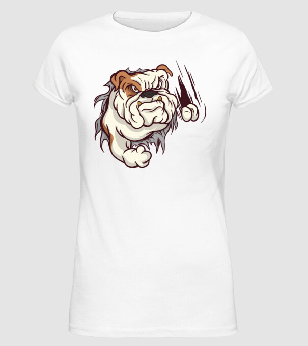 Bulldog model alb pe tricou