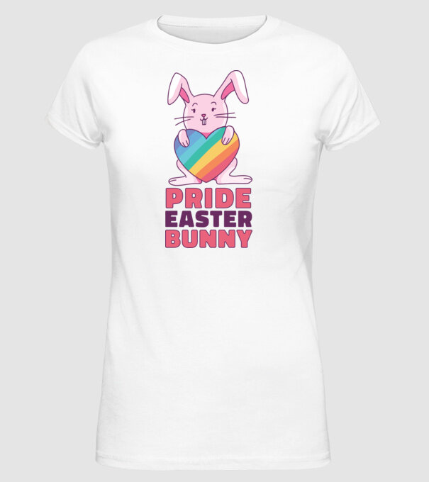 Iepurașul de Paște mândru model alb pe tricou