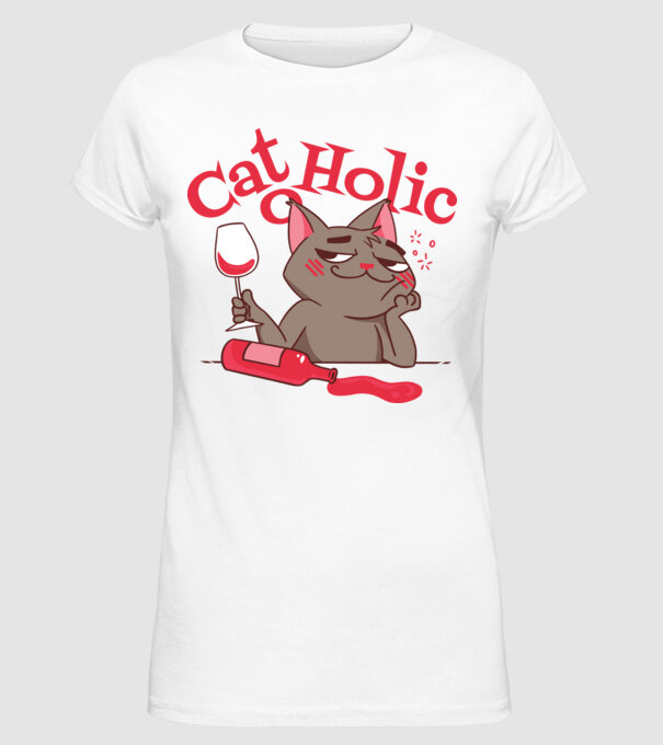 Catoholic - iubitor de pisici model alb pe tricou