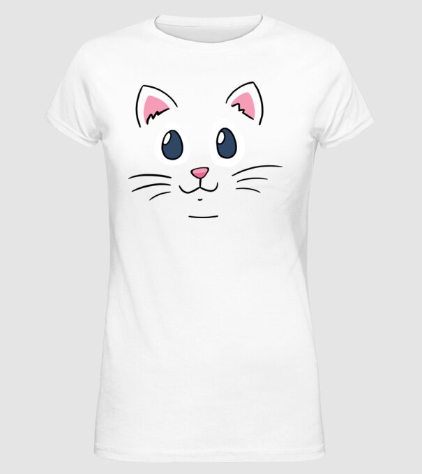 Cap pisică model alb pe tricou