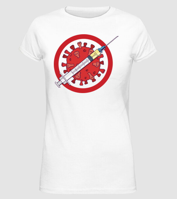 Vaccin virus (?) model alb pe tricou