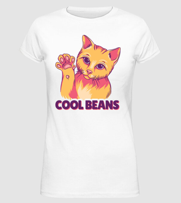 Cool Beans - talpă pisică model alb pe tricou