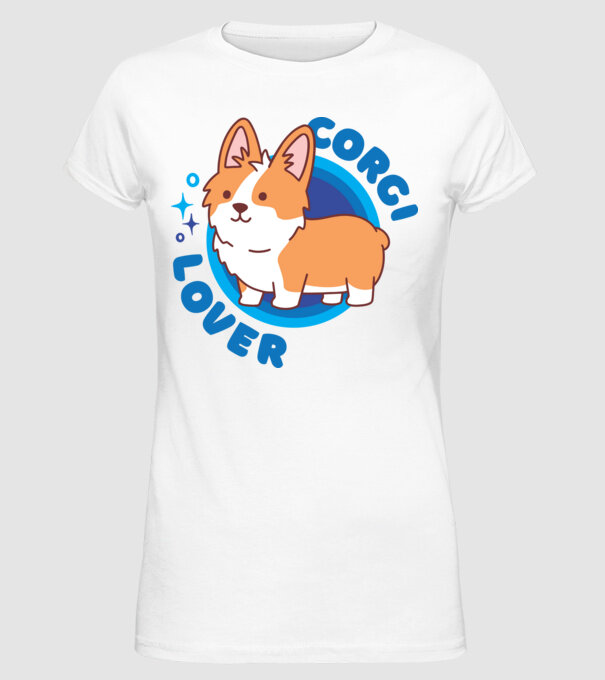 Corgi Lover model alb pe tricou