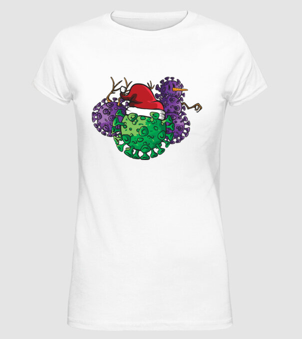Christmas Covid model alb pe tricou