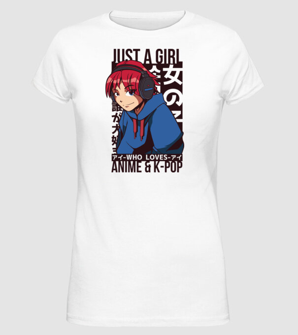 Doar o fată căreia îi place Anime și K-Pop model alb pe tricou