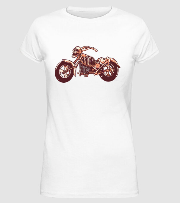 Motocicletă cu Schelet model alb pe tricou