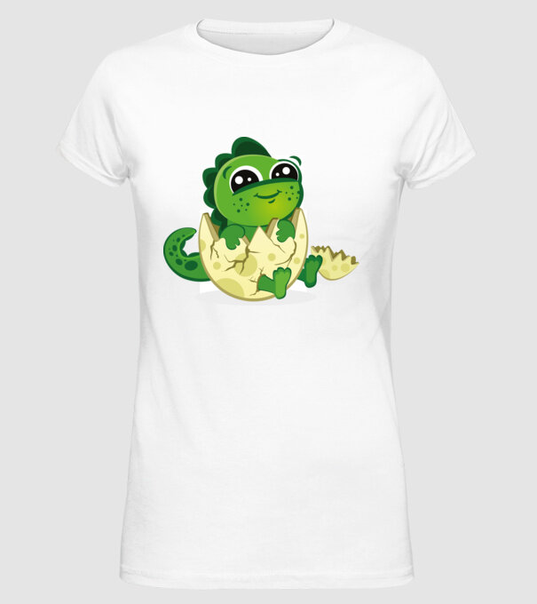 dinozaur drăguț în ou model alb pe tricou